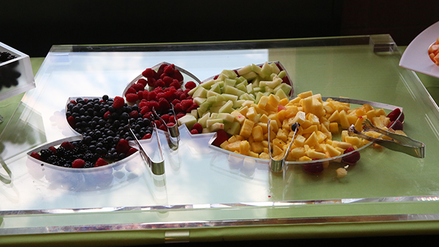 Cheese and fruit display representing the J C C C logo